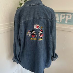 Vintage Wash Disney Mickey & Minnie Jean Button Up